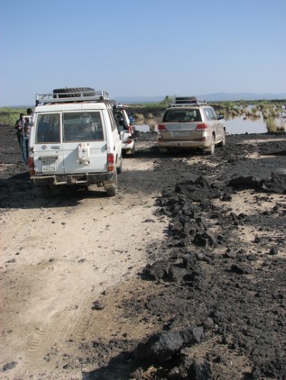 Flood on the road to Badi volcano